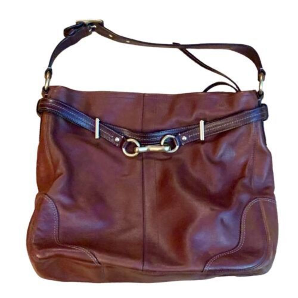 COACH Chelsea Hobo Leather Shoulder Bag Cognac And Brown EUC